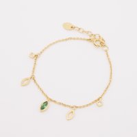 AGATHA PARIS/アガタ パリ AGATHA PARIS ディスクレフュイヤージュブレスレット、ナベットCZ&リーブス、グリーン／ゴールド/508084122
