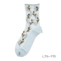 manzoku/マンゾク 満足 福助 【満足】 靴下 冷感 チューリップ柄 クルー丈 レーヨンシルク(3145－44N)婦人 女性 レディース フクスケ fukuske ふくす/508084471