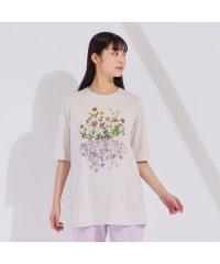Liliane Burty/フラワープリント×刺繍Tシャツ/508084843