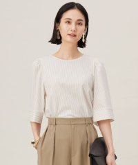JIYU-KU（SMALL SIZE）/【接触冷感・UVカット・洗える】ストライプコットンハイゲージフレアスリーブ カットソー/508086573