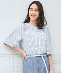 JIYU-KU（SMALL SIZE）/【接触冷感・UVカット・洗える】ストライプコットンハイゲージフレアスリーブ カットソー/508086573