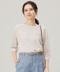 JIYU-KU(LARGE SIZE)/【接触冷感・UVカット・洗える】ストライプコットンハイゲージフォルムスリーブ カットソー/508086577
