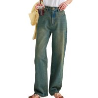 KOBE LETTUCE/コウベレタス KOBE LETTUCE 綿100%ハイウエストストレートワイドデニムパンツ【プチ】 [M4060]/506889486