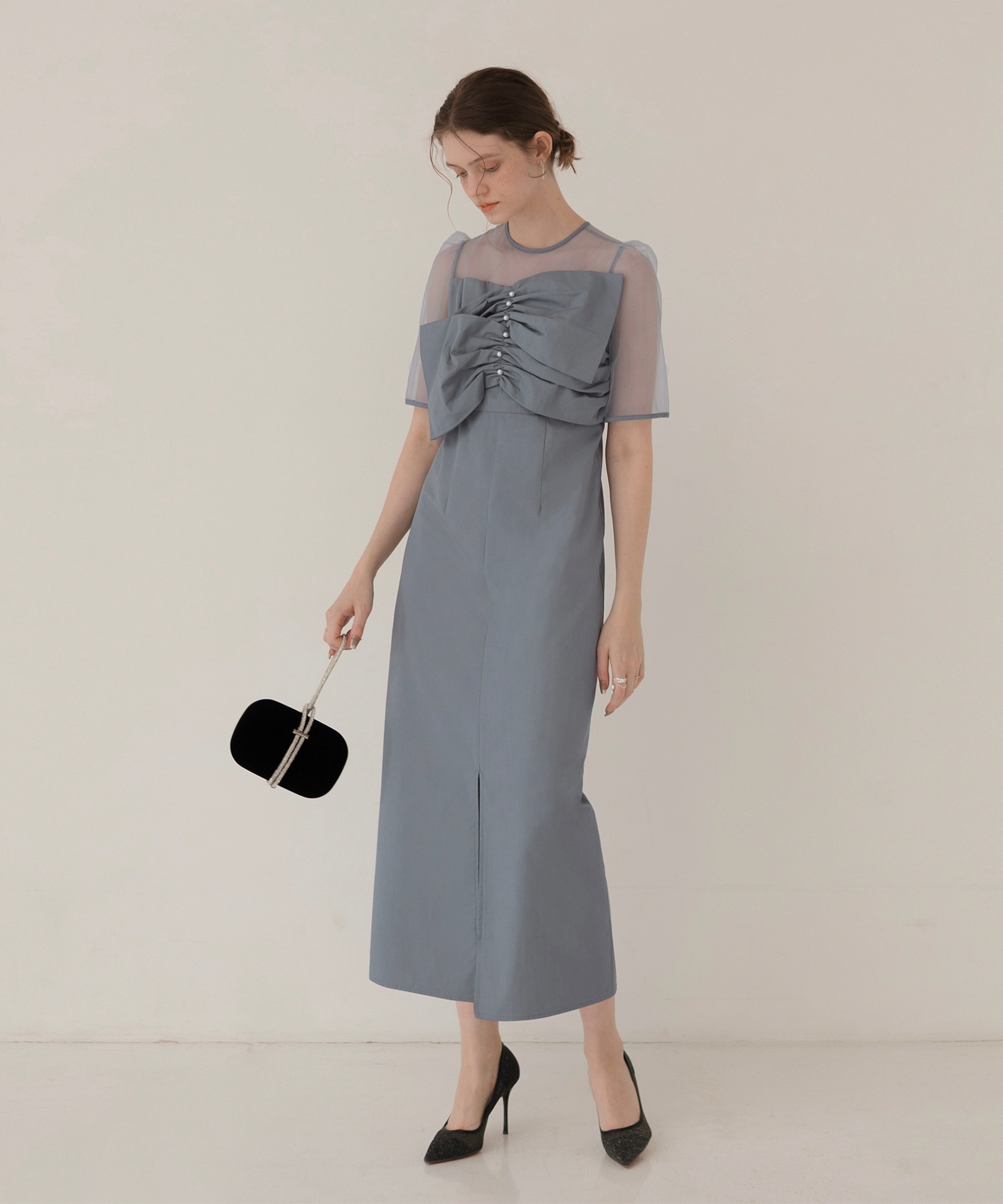 セール】レジャ Leja フロントプリーツシアースリーブIライン セール】レジャ Leja フロントプリーツシアースリーブIライン