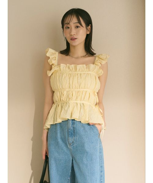フレイアイディー　ペプラム　バルーン袖　ブラウス Amazon | [フレイ アイディー] シアーフリルペプラムブラウス