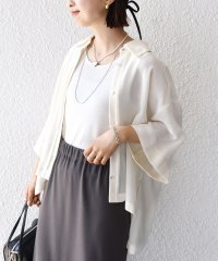 SHIPS WOMEN/〈手洗い可能〉麻調 メッシュ 半袖 ビッグ シャツ/508091147