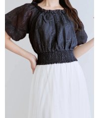 Ludic Park/ラメ刺繍バックリボンブラウス/508091707