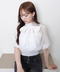 LIP SERVICE/リップサービス LIP SERVICE ショルダーボタンシアーリボンブラウス/508092394