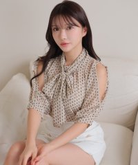 LIP SERVICE/リップサービス LIP SERVICE ショルダーボタンシアーリボンブラウス/508092394