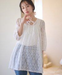 earth music&ecology/アースミュージックアンドエコロジー earth music&ecology パフスリーブ楊柳刺繍チュニック/508092794