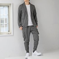 TopIsm/トップイズム TopIsm セットアップ メンズ スウェット 無地 テーラードジャケット テーパードパンツ カーゴパンツ ジョガーパンツ ストレッチ 上下セット/508093276