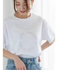 Te chichi/ラインストーンサークルロゴTシャツ/508093320