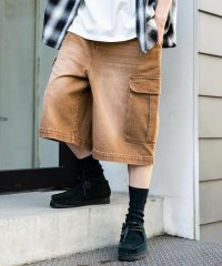 Rocky Monroe/ロッキーモンロー Rocky Monroe カーゴパンツ デニム ハーフ メンズ ショート ワイド 短パン 膝下 半パン ケミカルウォッシュ オーバーダイ リラ/508093533