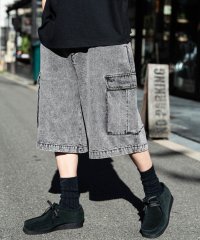 Rocky Monroe/ロッキーモンロー Rocky Monroe カーゴパンツ デニム ハーフ メンズ ショート ワイド 短パン 膝下 半パン ケミカルウォッシュ オーバーダイ リラ/508093533