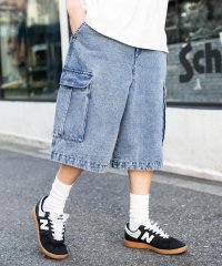 Rocky Monroe/ロッキーモンロー Rocky Monroe カーゴパンツ デニム ハーフ メンズ ショート ワイド 短パン 膝下 半パン ケミカルウォッシュ オーバーダイ リラ/508093533