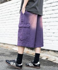 Rocky Monroe/ロッキーモンロー Rocky Monroe カーゴパンツ デニム ハーフ メンズ ショート ワイド 短パン 膝下 半パン ケミカルウォッシュ オーバーダイ リラ/508093533