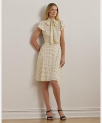 LAUREN RALPH LAUREN/ポルカドット ベルテッド クレープ タイネック ドレス/508085242