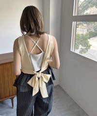 Jewelobe/ジュエローブ Jewelobe ローバックリボンサテンノースリトップス/508093405