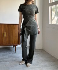 Jewelobe/ジュエローブ Jewelobe タイトTシャツ×ラップスカートドッキングブーツカットパンツセットアップ/508093406