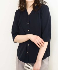 OFUON/Vネックジョーゼットブラウス（五分袖）/洗える/WEB限定サイズあり/508094158