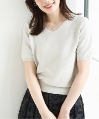 OFUON/ガーター編み半袖ラメニット/洗える/WEB限定サイズあり/508094160
