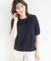 OFUON/ギャザーデザインカットソー/接触冷感・UVカット/洗える/WEB限定サイズあり/508094162