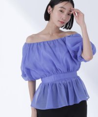 NATURAL BEAUTY BASIC/シアーギャザーペプラムブラウス半袖/508090833