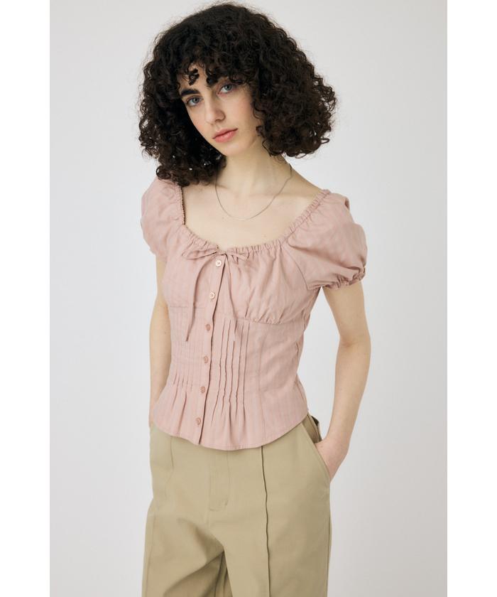 MOUSSY PIN TUCK FIT ブラウス ホワイト MOUSSY】 PIN TUCK FIT ブラウスホワイト
