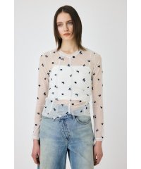 moussy/FLORAL TULLE GATHER ロングスリーブTシャツ/508094178