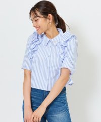 AND COUTURE/ビジュー付きストライプフリルシャツ/508094233