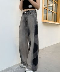 LOWO/ロワ LOWO ユーズド加工ワイドシルエットルーズデニムパンツ/508097008