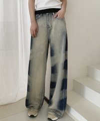 LOWO/ロワ LOWO ユーズド加工ワイドシルエットルーズデニムパンツ/508097008