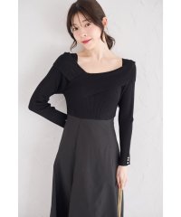 tocco closet/トッコクローゼット tocco closet 袖口パール付きアシメリブニットドッキングワンピース/508097069