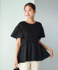 EMILYAN/エミリアン Emilyan 手洗い可・ストレッチ・UV CUT・接触冷感【 とろぷり生地がクセになる 】 つやポンチ・バックパールライク・ペプラム半袖ブラウス/508097075