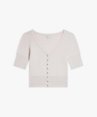 agnes b. FEMME/コットンニット 半袖 Vネック カーディガンプレッション "Nora"/508097355
