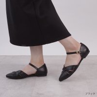 Lirio blanco/リリオブランコ Lirio blanco パンプス ポインテッドトゥ 1cm ストラップ ペタンコ ローヒール 25春夏新作 サンダル 黒 歩きやすい 脱げない/508098328