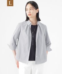 TRANS WORK(L)/【L】【接触冷感】【UV対策】【ウォッシャブル】ファンクションタイプライターストライプシャツブラウス/508085726