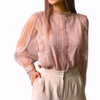 Belle Cie/ベルシー Belle Cie シアー トップス ブラウス 長袖 レース 透け感 きれいめ 春 秋 レディース 韓国ファッション シースルー 通勤 セレモニー 式/508098194