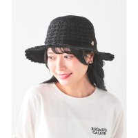 Honeys/ハニーズ Honeys スカラップ透かし編ハット 帽子 ハット ポケッタブル サイズ調整 透かし編み スカラップ 綿混 ワイヤー入り ガーリー 夏 黒 レディー/508099613