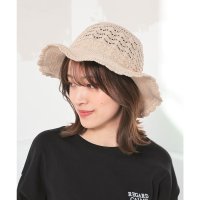 Honeys/ハニーズ Honeys スカラップ透かし編ハット 帽子 ハット ポケッタブル サイズ調整 透かし編み スカラップ 綿混 ワイヤー入り ガーリー 夏 黒 レディー/508099613