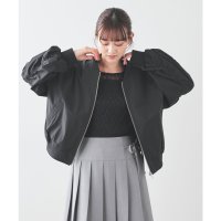 Honeys/ハニーズ Honeys リブブルゾン アウター ブルゾン ジャンパー 短め丈 ボリューム袖 無地 ポケット ベーシックカラー シンプル 春 白 黒 レディース/508099634