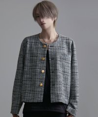 CavariA/キャバリア CavariA CavariA チェックラメツイードゴールドボタンショート丈ノーカラーJKT/508099890