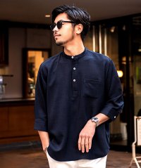 CavariA/キャバリア CavariA CavariA 日本製接触冷感スラブオックスバンドカラー7分袖カプリシャツ/508099891