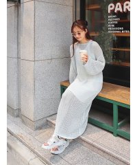 emmi atelier/インナー付きメッシュニットワンピース/508100850