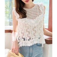 KOBE LETTUCE/コウベレタス KOBE LETTUCE かぎ針編みレースフレアベスト [C7456]/508101706