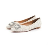 Lena/レナ Lena レディース パンプス ポインテッドトゥ ビジュー バックル フラットパンプス 歩きやすい 結婚式 1776/508102208