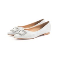 Lena/レナ Lena レディース パンプス ポインテッドトゥ ビジュー バックル フラットパンプス 歩きやすい 結婚式 1776/508102208