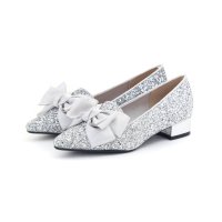 Lena/レナ Lena レディース パンプス ビッグリボンパンプス ローヒール 3cm ポインテッドトゥ 歩きやすい ツイード 3055/508102211