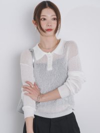 kivi/キヴィ kivi sheer knit polo/508102448