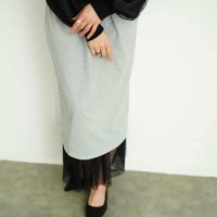Sawa a la mode/サワアラモード Sawa a la mode 上品に艶めくチュールスカート付きラメタイトスカート/508102729